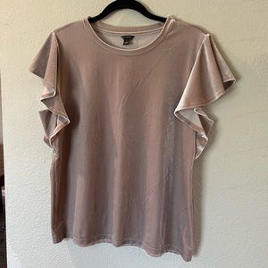 Ann Taylor mauve velvet flutter sleeve top